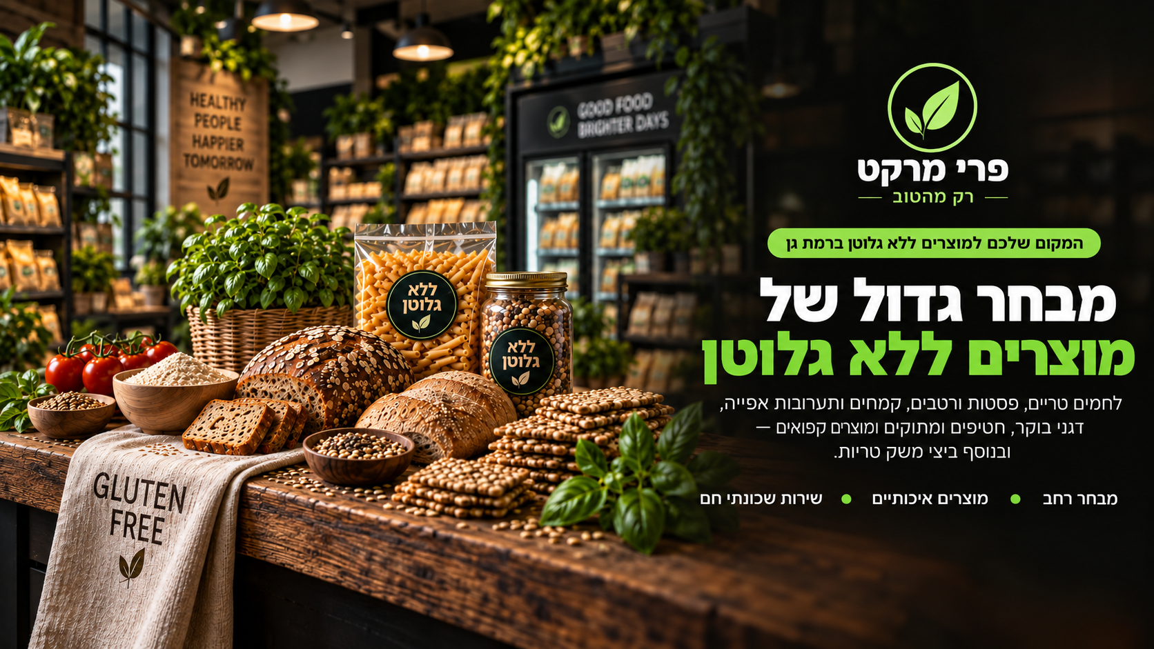 פרי מרקט רמת גן - מוצרים ללא גלוטן וביצי משק טריות